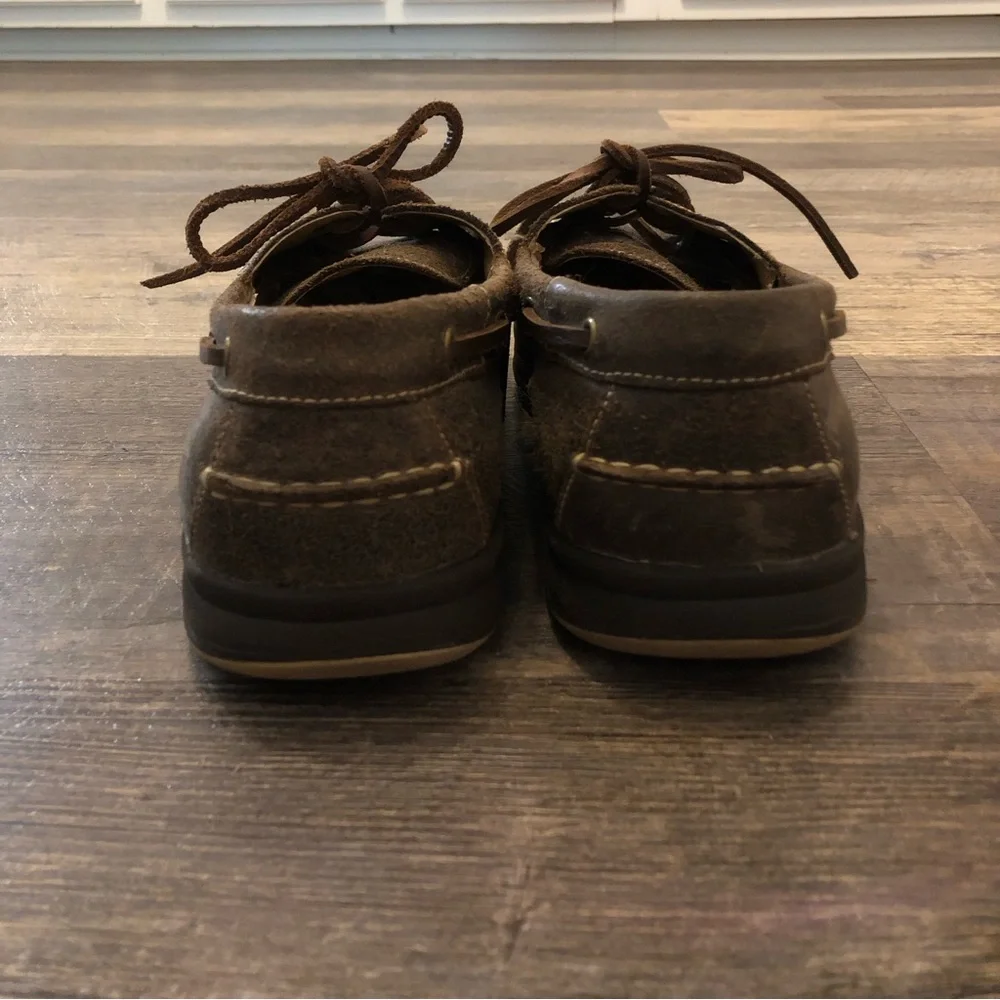 Cole Haan Men's 3-Eye dark gray Leather Boat Shoes, Size 13, C12250